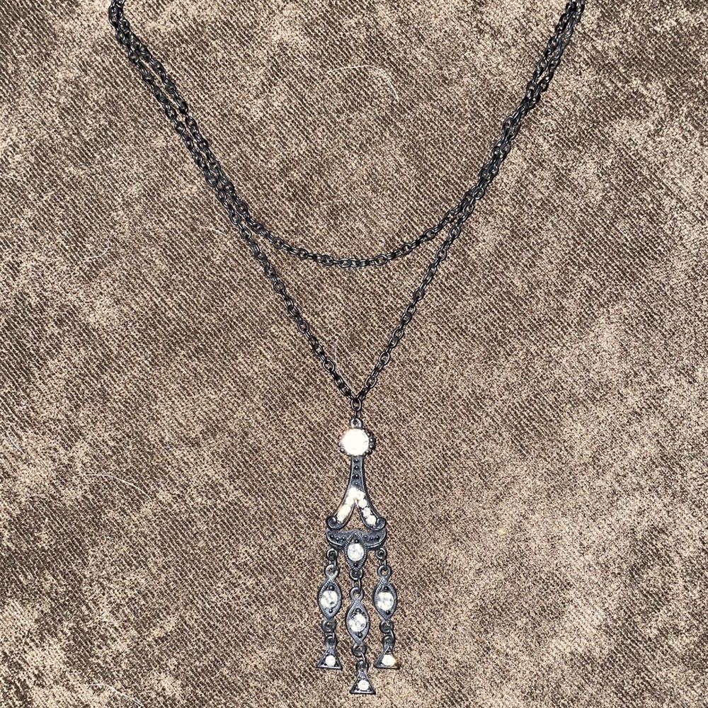 Black necklace with crystals